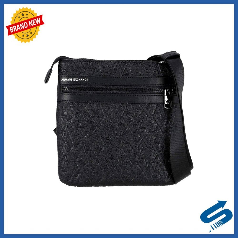 Men's Crossbody Sling Bag with Zipper Compartments, Polyester Blend